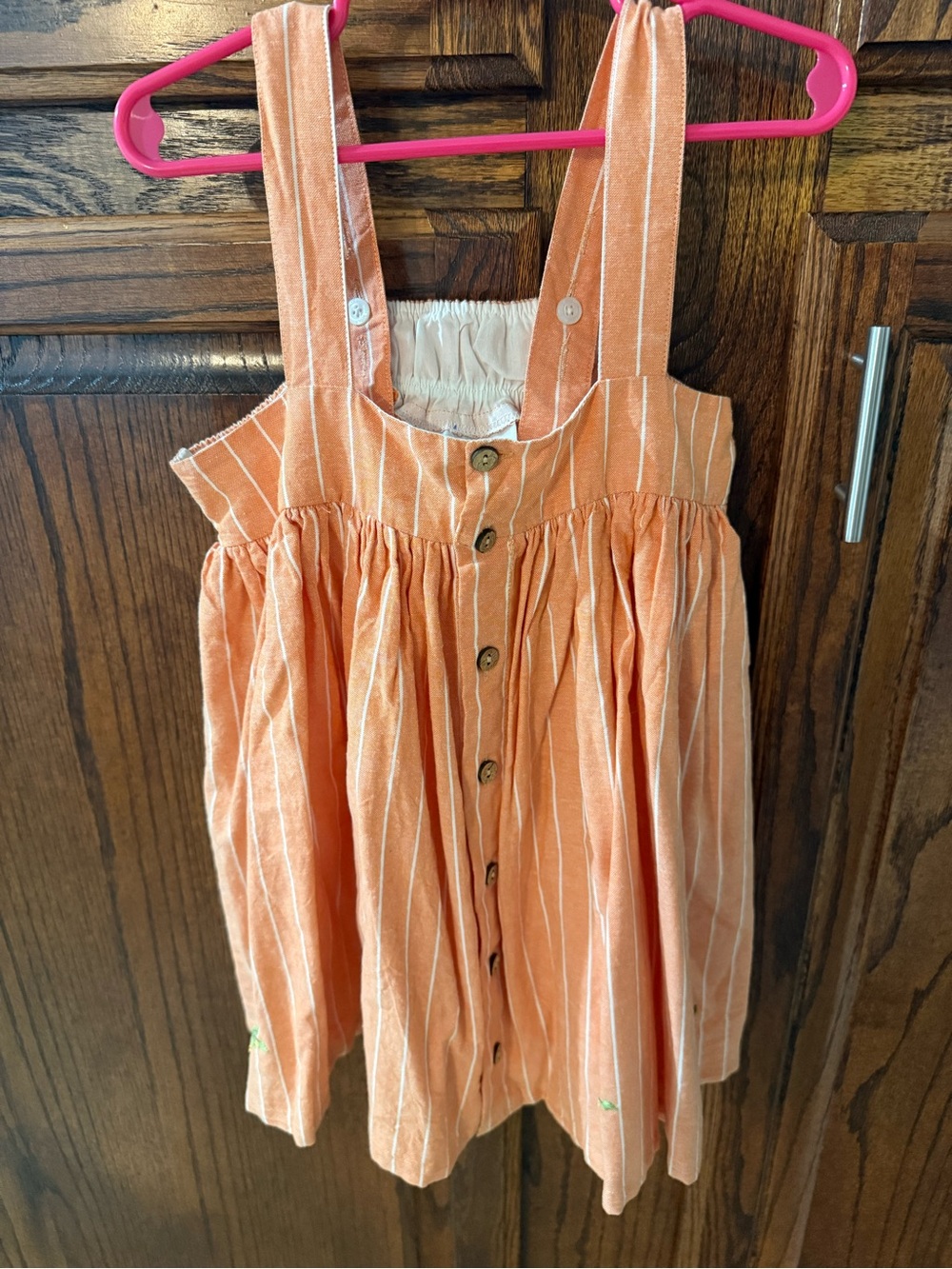 WDW Girls' Striped Button-Front Orange Sundress Top